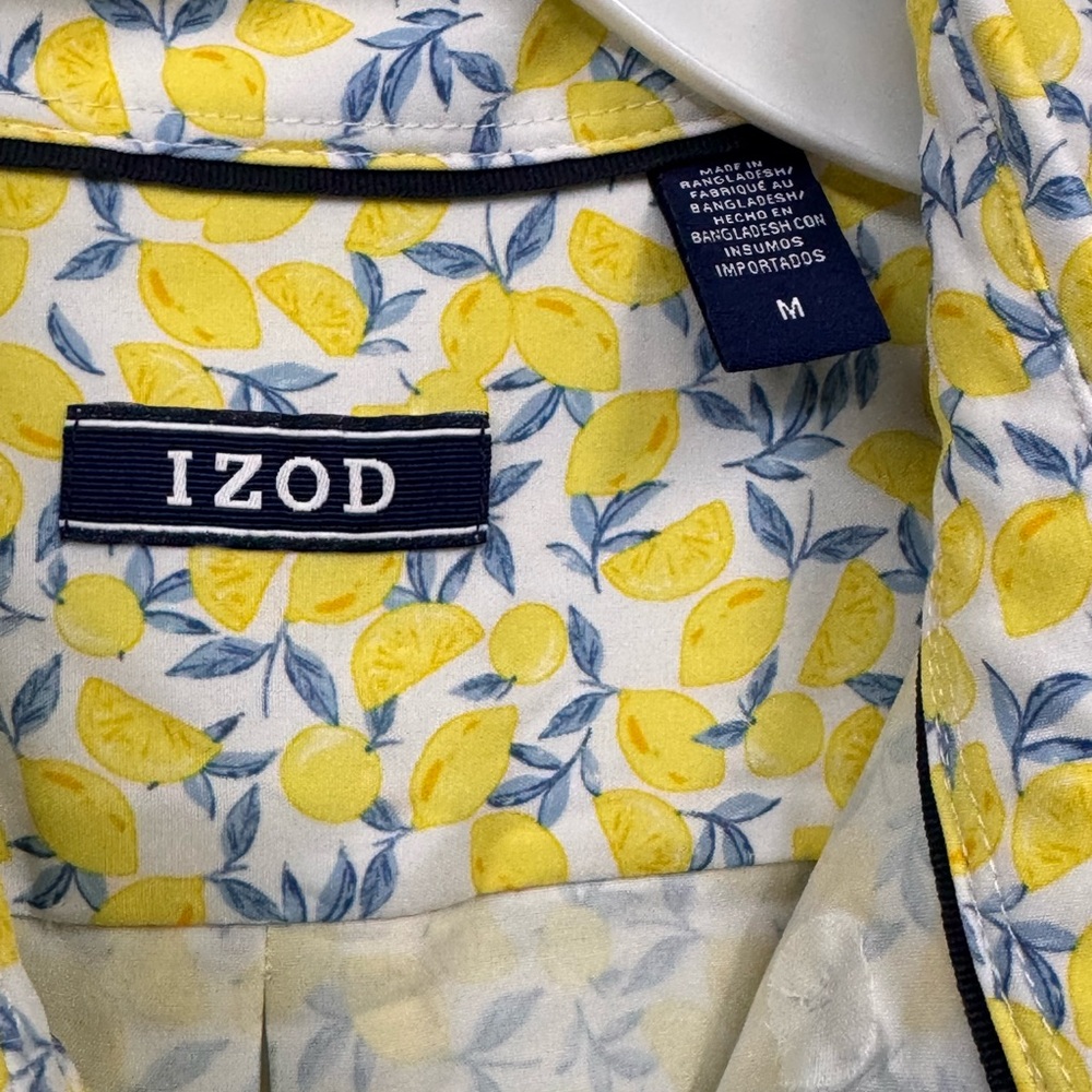 Izod Breeze Men’s S/S Button Down Lemon Print Shirt 4 Way Stretch Cooling - Picture 9 of 10